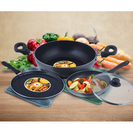 AEGIS Kadai Tawa Fry Pan 3 Pic Set