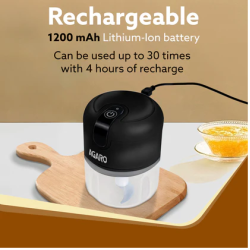 AGARO Elite Rechargeable Mini Electric Chopper 250ml AGARO Elite Rechargeable Mini Electric Chopper 250ml