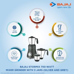 Bajaj STORMIX 750 Watts Mixer Grinder Bajaj STORMIX 750 Watts Mixer Grinder