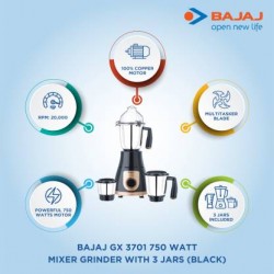 Bajaj GX 3701 750 Watts Mixer Grinder with 3 Jars Bajaj GX 3701 750 Watts Mixer Grinder with 3 Jars