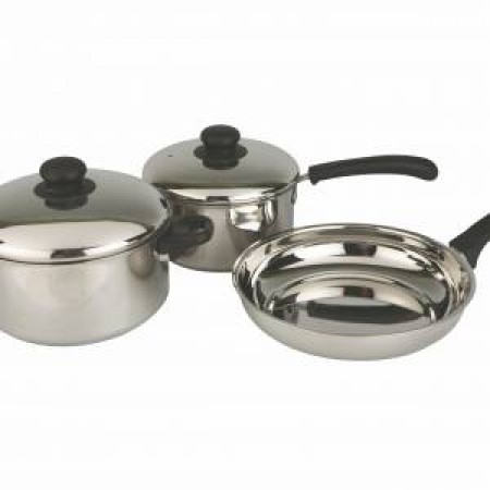 Butterfly Stainless Steel Cookware Set, 3-Piece, Silver