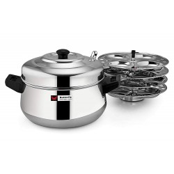 LLM Stainless Steel Idly Cooker Curve Set with 4 Plates LLM Stainless Steel Idly Cooker Curve Set with 4 Plates