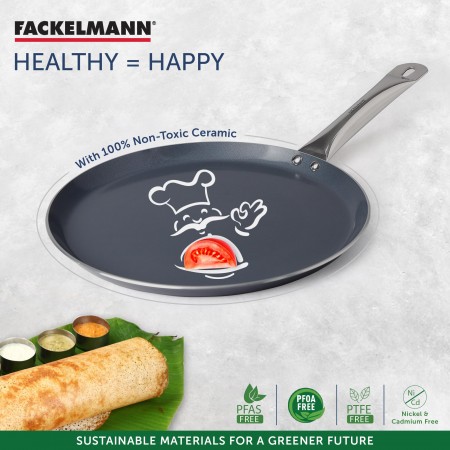Fackelmann Ceramik Nonstick Flat Tawa Pan 25cm