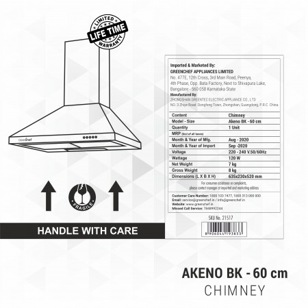 Greenchef Akeno 60cm Chimney BK