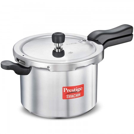 Prestige Svachh Aluminium Pressure Cooker, 7.5 L - Deep Lid for Spillage Control 