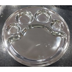 BHOJAN Patra Stainless Steel Round smiley  5 Partition Plate BHOJAN Patra Stainless Steel Round smiley  5 Partition Plate