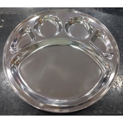 BHOJAN Patra Stainless Steel Round Bengali 5 Partition Plate BHOJAN Patra Stainless Steel Round Bengali 5 Partition Plate