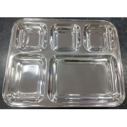 BHOJAN Patra Stainless Steel Square 5 Partition Plate BHOJAN Patra Stainless Steel Square 5 Partition Plate