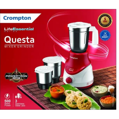 Crompton Mixer Grinder QUESTA 500 Watts 5 Years Warranty