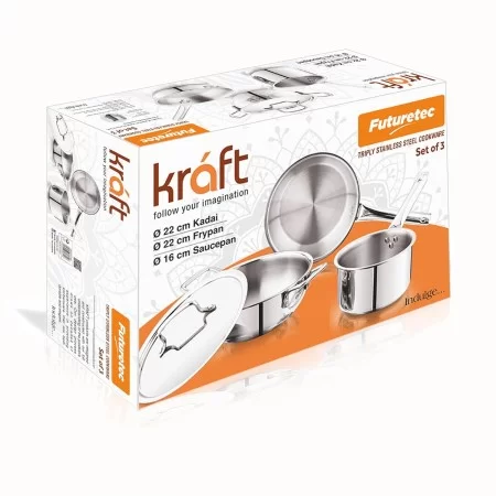 Kraft Futuretec Triply Stainless Steel Cookware Set Kraft Futuretec Triply Stainless Steel Cookware Set