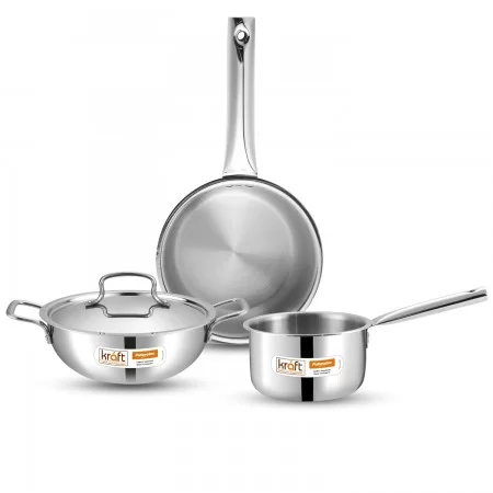 Kraft Futuretec Triply Stainless Steel Cookware Set Kraft Futuretec Triply Stainless Steel Cookware Set