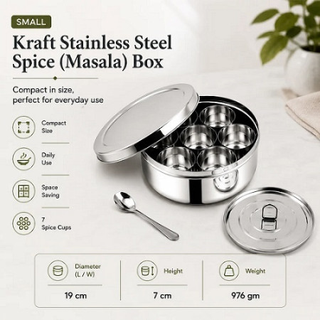 Kraft Stainless Steel Spice Masala Box small Kraft Stainless Steel Spice Masala Box small
