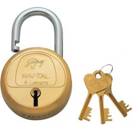 Godrej NAVTAL LOCK 6 LEVERS BRASS 3 KEYS Padlock With 3 KEYS