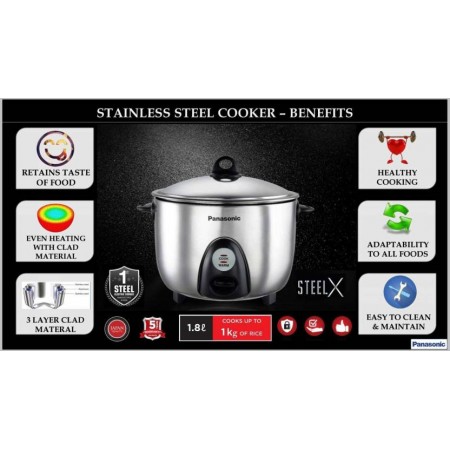 Panasonic Stainless Steel Electric Rice Cooker SR-G18 SUS