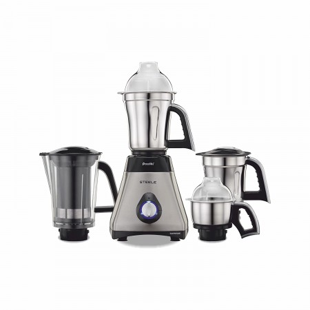 Preethi Steel Supreme MG-208 Mixer Grinder, 750W, 4 Jars (Silver/ Black)