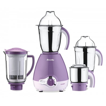 Preethi Lavender Pro 600-Watt Mixer Grinder (White/Purple)