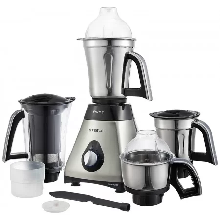 Preethi Steel Supreme MG-208 Mixer Grinder, 750W, 4 Jars (Silver/ Black) Preethi Steel Supreme MG-208 Mixer Grinder, 750W, 4 Jars (Silver/ Black)