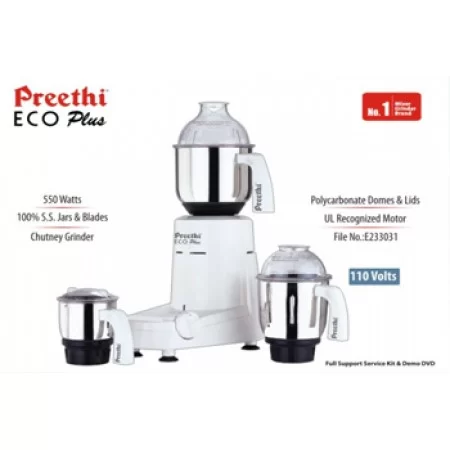 Preethi Eco Plus 110 Volts Mixer Grinder For USA CANADA