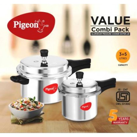 Pigeon Value Combi Pack 3 Liters 5 Liters Pressure Cooker  
