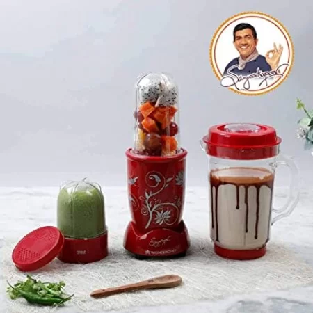 Wonderchef Nutri blend, 400W, 22000 RPM Mixer-Grinder, Blender, SS Blades, 3 Unbreakable Jars, 2 Years Warranty, Red Wonderchef Nutri blend, 400W, 22000 RPM Mixer-Grinder, Blender, SS Blades, 3 Unbreakable Jars, 2 Years Warranty, Red