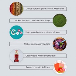 Wonderchef Nutri blend, 400W, 22000 RPM Mixer-Grinder, Blender, SS Blades, 3 Unbreakable Jars, 2 Years Warranty, Red Wonderchef Nutri blend, 400W, 22000 RPM Mixer-Grinder, Blender, SS Blades, 3 Unbreakable Jars, 2 Years Warranty, Red