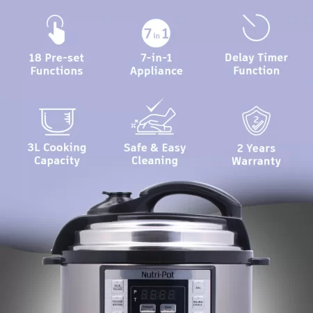 Wonderchef Nutri Pot Electric Pressure Cooker with 7-in-1 Functions 3 Liter Wonderchef Nutri Pot Electric Pressure Cooker with 7-in-1 Functions 3 Liter