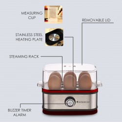 Wonderchef Egg Boiler Crimson Edge With 6 Egg Poacher, 400W, Auto Switch Off, Alarm Function, 2 Years Warranty Wonderchef Egg Boiler Crimson Edge With 6 Egg Poacher, 400W, Auto Switch Off, Alarm Function, 2 Years Warranty