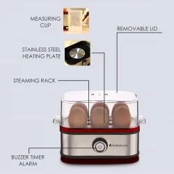Wonderchef Egg Boiler Crimson Edge With 6 Egg Poacher, 400W, Auto Switch Off, Alarm Function, 2 Years Warranty